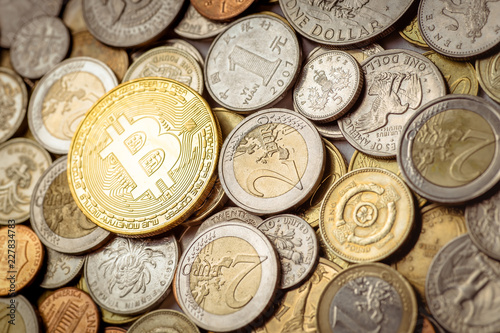 Bitcoin With Money Coins Background Cryptocurrency Banking Bitcoin With Money Coins Background Cryptocurrency Banking Of Euro