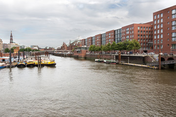 Fototapeta na wymiar View of Historic Speicherstadt district, Hamburg, German city.
