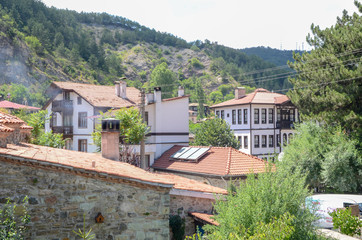 Fototapeta na wymiar Historical old white wooden houses of Mudurnu in Turkey.