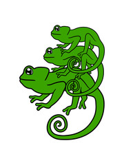 2 kinder turm geschwister viele mama papa familie junges baby chamäleon leguan eidechse reptil haustier dinosaurier waran süß niedlich klein comic cartoon clipart