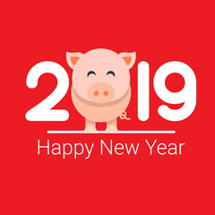 Fototapeta na wymiar Happy New Year 2019 pig chines new year