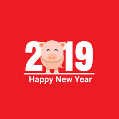Happy New Year 2019 pig chines new year