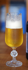 Closeup of sweaty glass of beer
