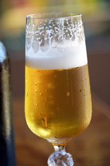 Casual photo of sweaty glass of beer