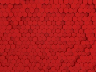 Red hexagons abstract background. 3d rendering.