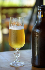 Casual photo of sweaty glass of beer