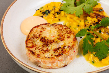 Cutlet with crab and salmon