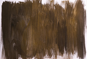 Brown-golden paint background dark with brushstrokes of watercolor on textured paper art
