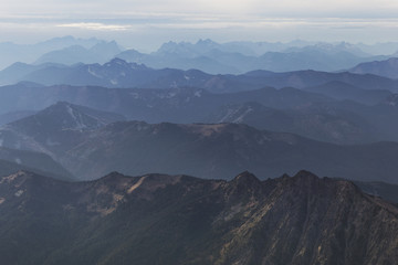 Flying high above the Cascade mountains in Washington State