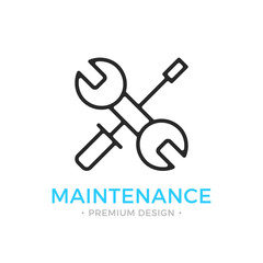 Maintenance icon. Wrench and screwdriver. Vector thin line icon