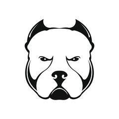 American bully dog logo on white background. Black and white portrait of a dog. Vector.