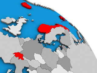 EFTA countries on simple blue political 3D globe.