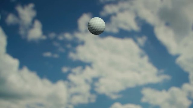 Golf ball flies at the camera.
Slow motion footage.