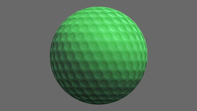 Rotating golf ball. Alpha channel.
