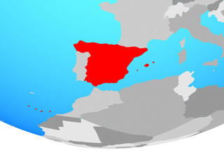 Fototapeta premium Spain on simple political globe.