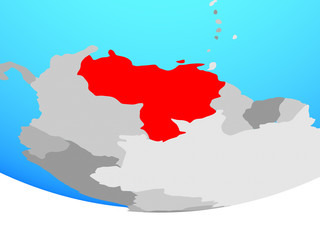 Fototapeta premium Venezuela on simple political globe.