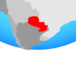 Fototapeta premium Paraguay on simple political globe.