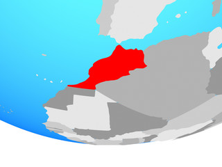Fototapeta premium Morocco on simple political globe.