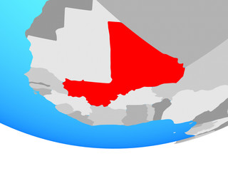 Fototapeta premium Mali on simple political globe.