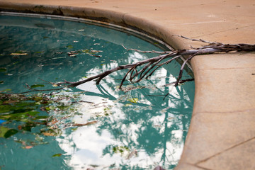 Debris in pool after hurricane Michael