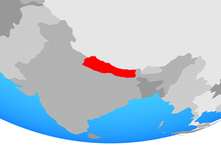 Fototapeta premium Nepal on simple political globe.
