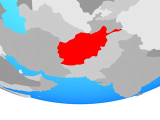 Afghanistan on simple political globe.
