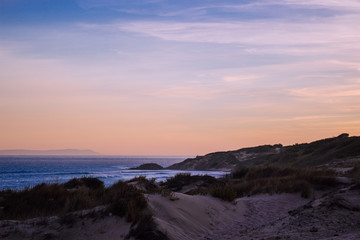 Sunset. “Punta Paloma” beach. Atlantic ocean, Tarifa, Andalusia, Spain.