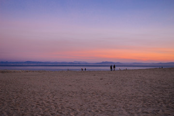 Fototapeta na wymiar Sunset. “Punta Paloma” beach. Atlantic ocean, Tarifa, Andalusia, Spain.