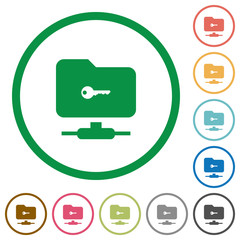 FTP secure flat icons with outlines