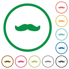 Mustache flat icons with outlines