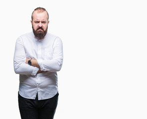 Young caucasian hipster man over isolated background skeptic and nervous, disapproving expression...