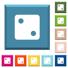 Dice two white icons on edged square buttons