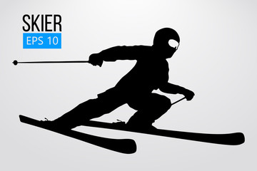 Silhouette of a skier jumping isolated. Vector illustration