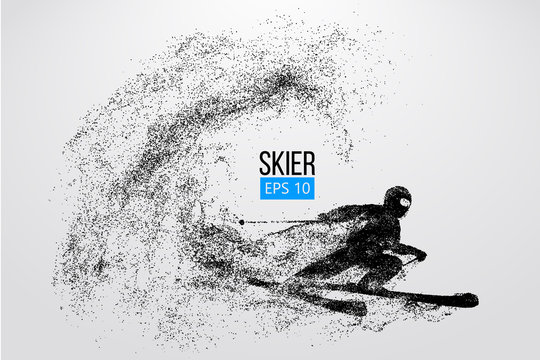 Silhouette of a skier jumping isolated. Vector illustration