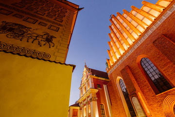  Warsaw old town. St. John`s Archcathedral and Shrine of Our Lady of Grace the Patron of Warsaw.