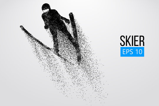 Silhouette of a skier jumping isolated. Vector illustration