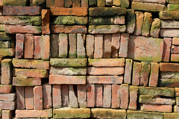 Stacks of Nepali bricks well arranged in Bhaktapur