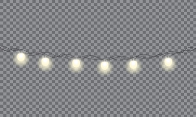 Set of xmas glowing garland. Christmas lights isolated on transparent background. EPS 10 vector illustration