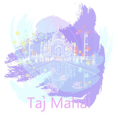 Hand drawn sketch style Taj Mahal mausoleum isolated on white background. Vector illustration.