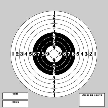 Clean target for shooting competition with numbers and text