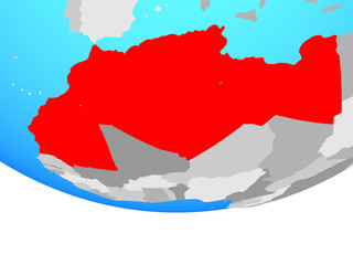 Fototapeta premium Maghreb region on simple political globe.