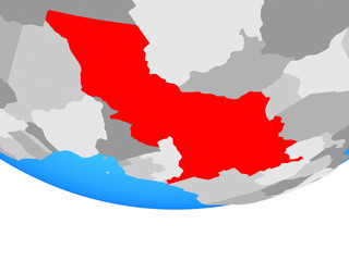 Central Africa on simple political globe.