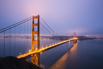 The Golden Gate bridge at dawn