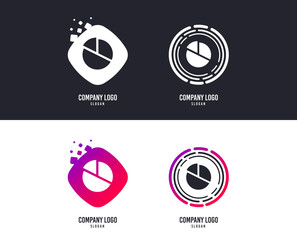 Logotype concept. Pie chart graph sign icon. Diagram button. Logo design. Colorful buttons with icons. Vector