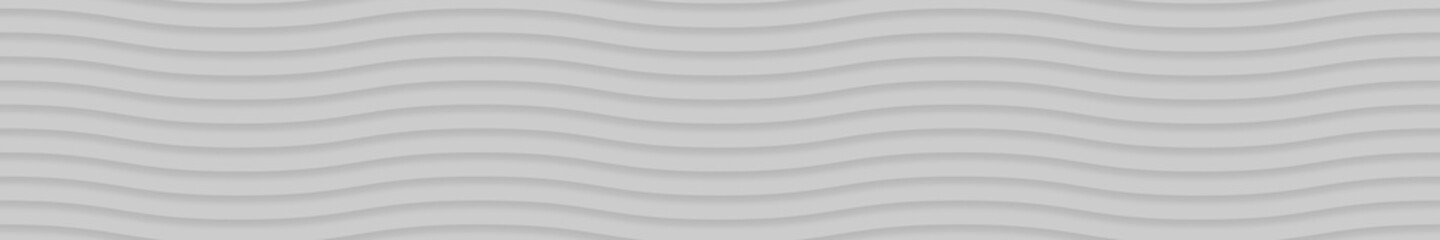 Abstract horizontal banner of wavy lines with shadows in gray colors