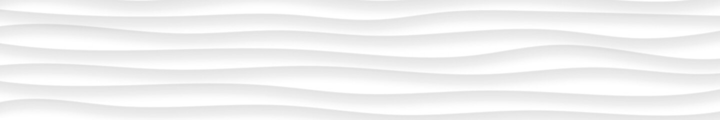 Abstract horizontal banner of wavy lines with shadows in white and gray colors