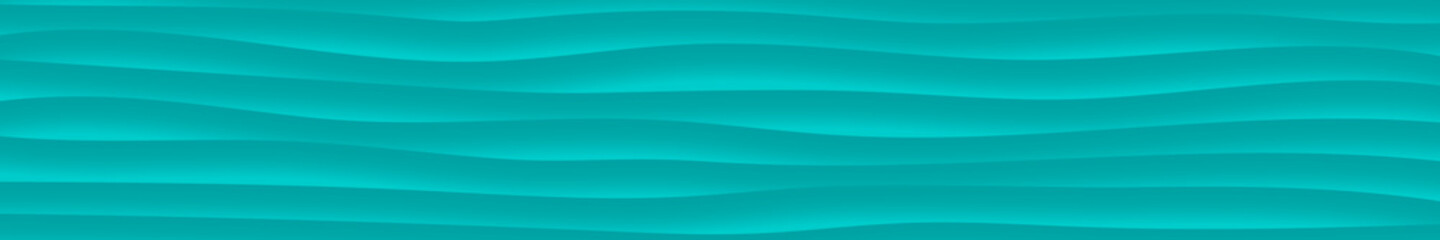 Abstract horizontal banner of wavy lines with shadows in light blue colors