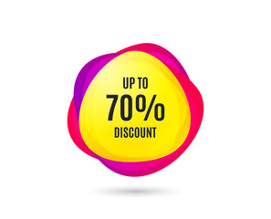 Up to 70% Discount. Sale offer price sign. Special offer symbol. Save 70 percentages. Gradient sales tag. Abstract shopping banner. Template for design. Sale Vector