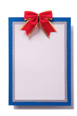 Christmas card red bow decoration vertical