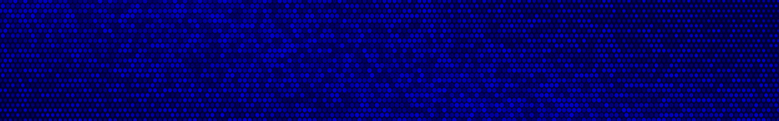 Abstract halftone gradient horizontal banner in randomly shades of blue colors